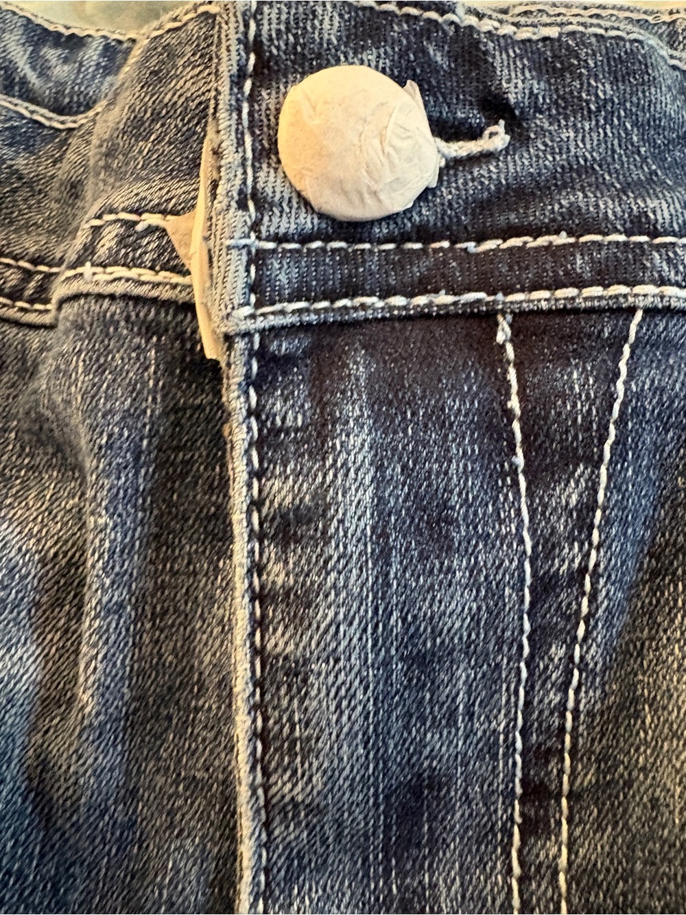 Women’s Distressed Dark Blue Denim Jean Shorts with Embroidered Back Pockets - Picture 6 of 14
